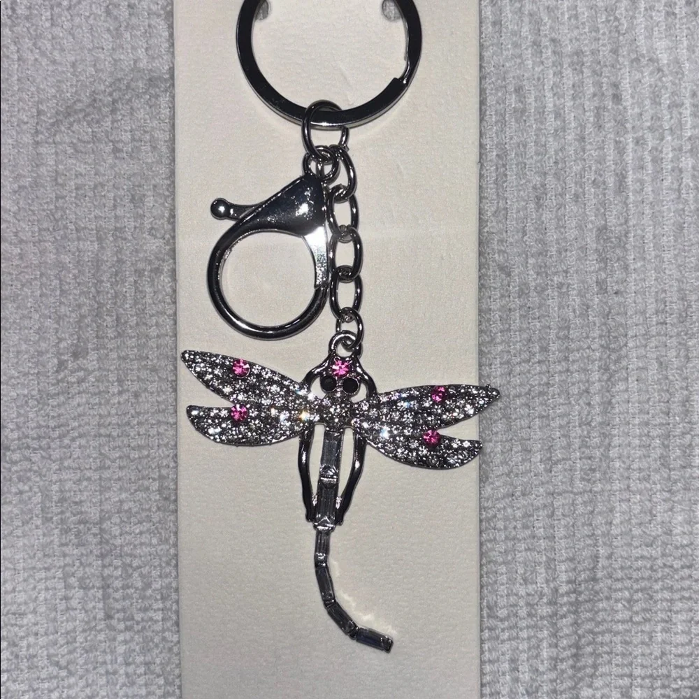 Dragonfly Keychain/Bag Charm with Pink Accents - Picture 3 of 3